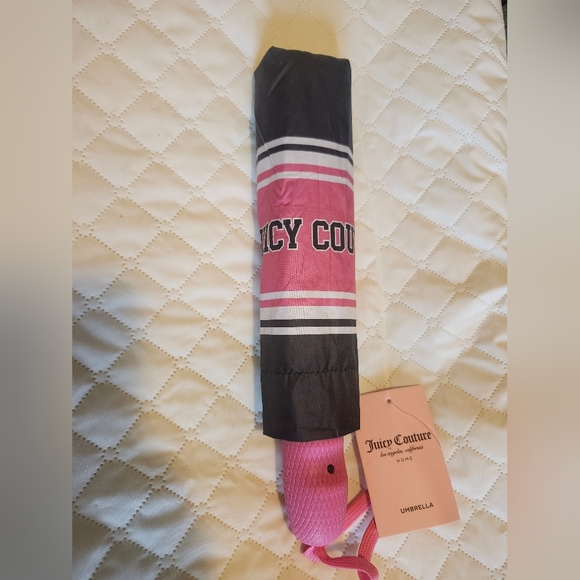 Juicy Couture Black and Pink Compact Umbrella - Picture 3 of 5